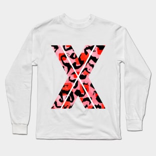 Letter X Watercolour Leopard Print Alphabet Long Sleeve T-Shirt